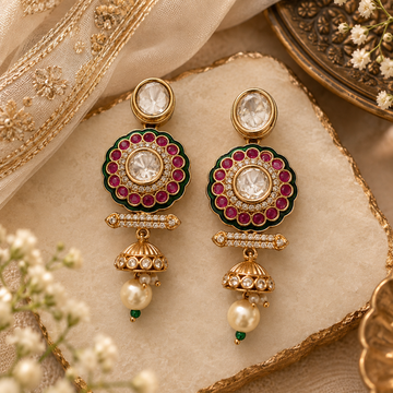 Ruby Emerald Kundan Jhumka