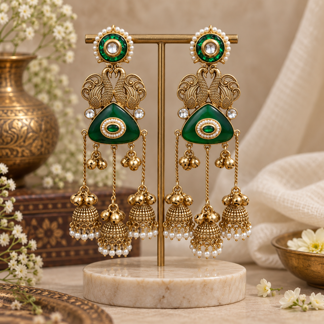 Peacock Kashmiri Jhumkas
