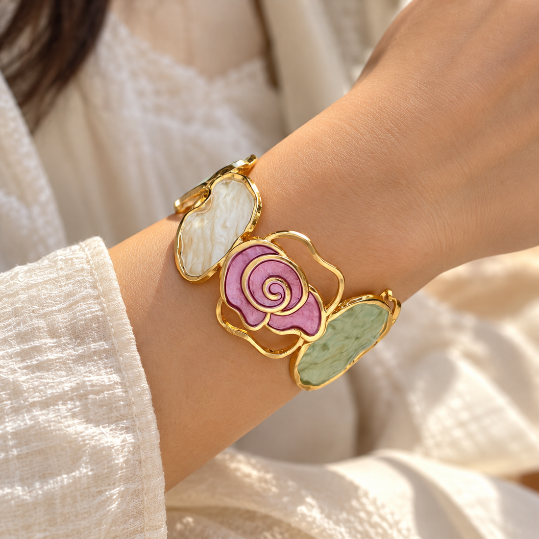 Enamel Open Cuff Bracelet